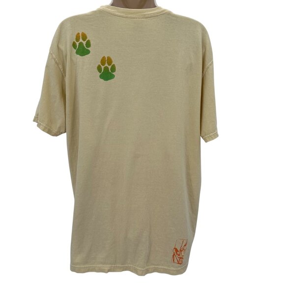 Comfort Colors Womens Cotton Yellow Dog & Paw Print Graphic T Shirt Top Size L - Picture 3 of 7
